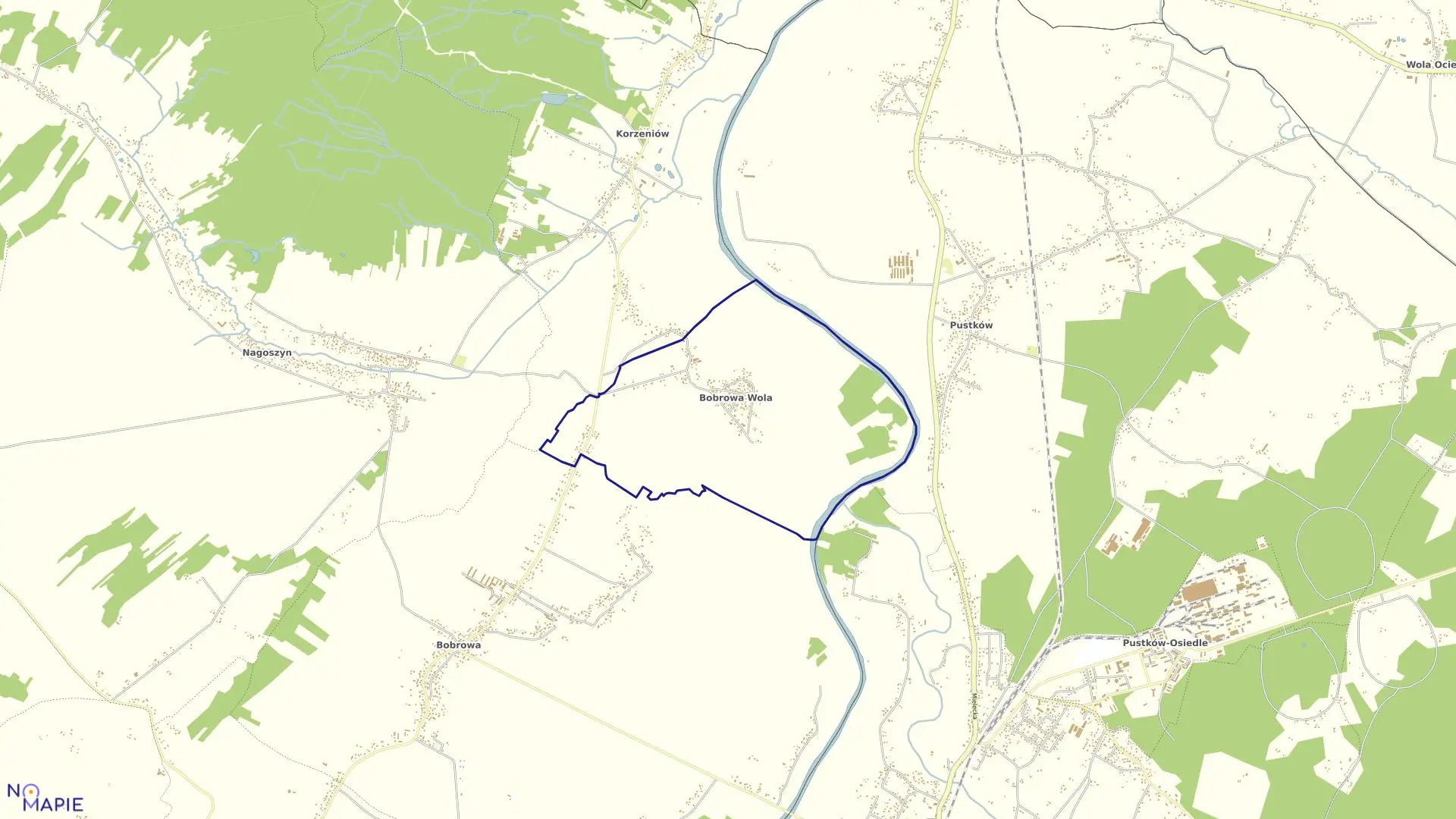 Mapa obrębu Bobrowa Wola w gminie Żyraków