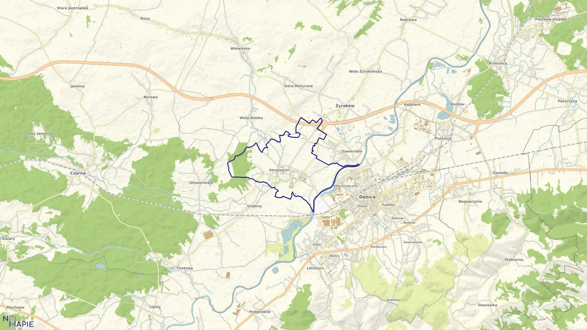 Mapa obrębu Straszęcin w gminie Żyraków